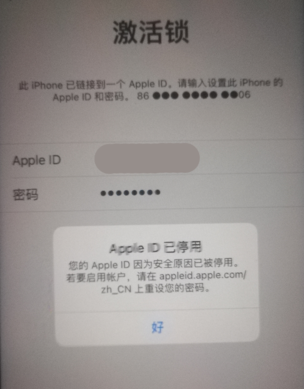 青铜峡苹果手机维修分享iPhone 12 出现提示“Apple ID 已停用”怎么办 